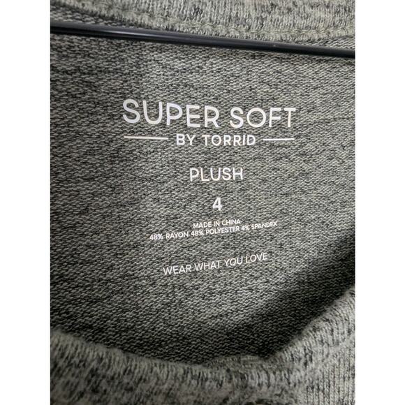 Torrid Super Soft Plush Puff Sleeve Mini Skater Dress in Dusty Olive - Picture 7 of 8